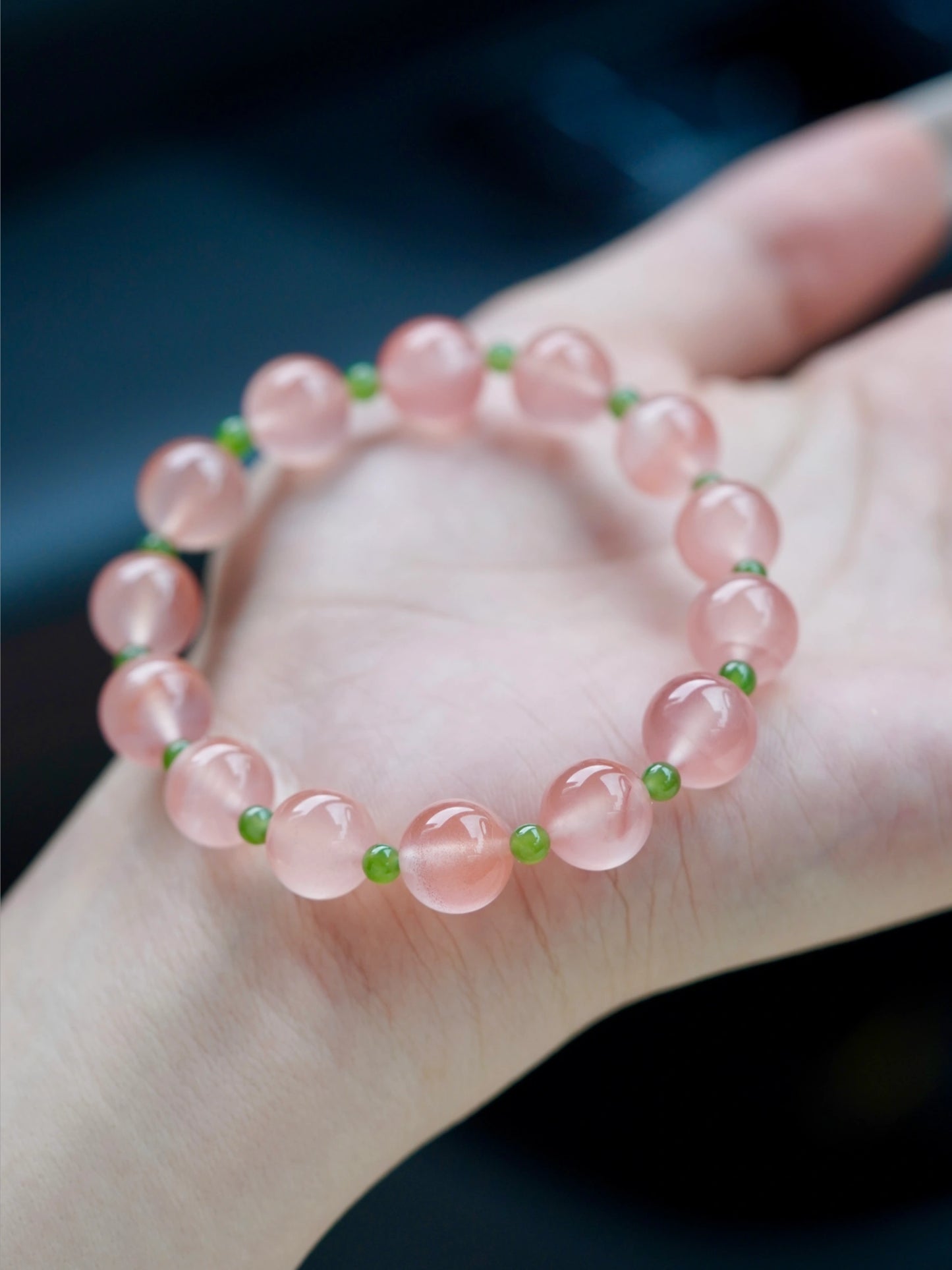 Blush Agate & Emerald Jade Treasure Crystal Bracelet