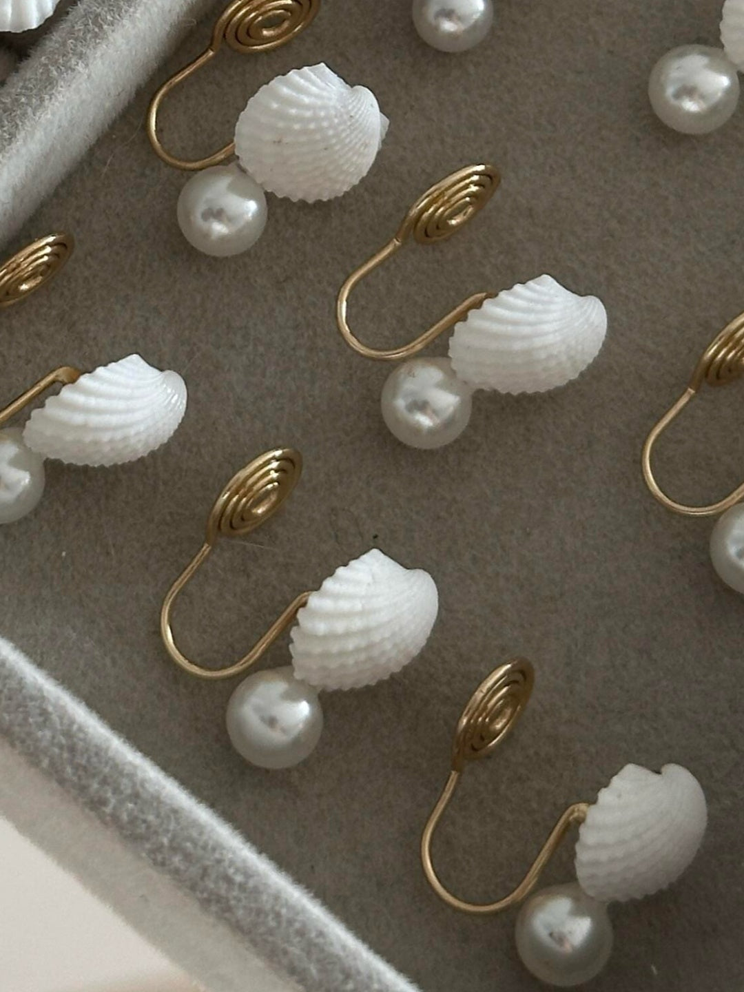 Clam Shell with Pearl Earrings