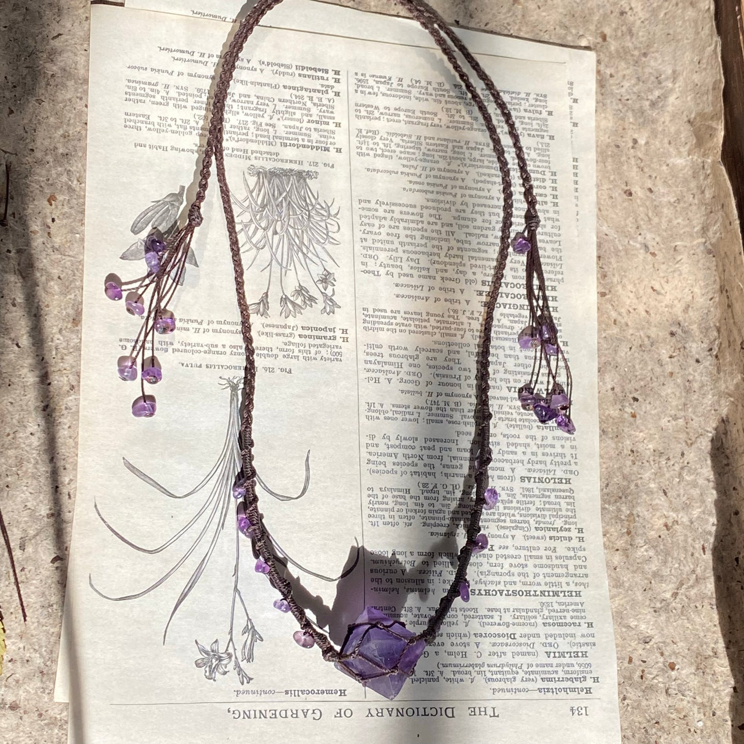 Bohemian Purple Fluorite Macrame Necklace