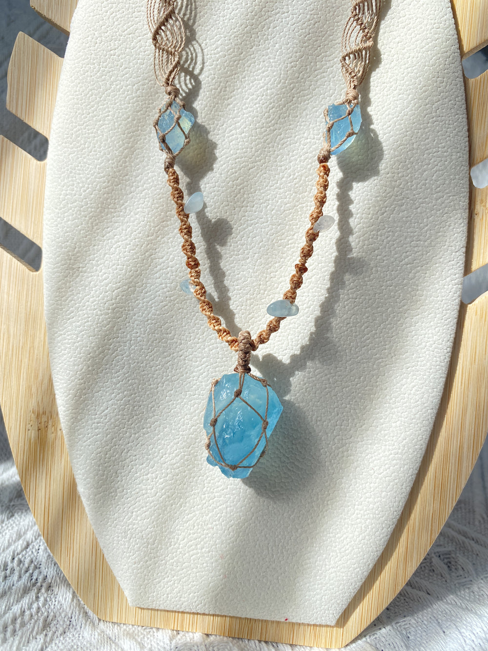 Bohemian Aquamarine Macrame Necklace