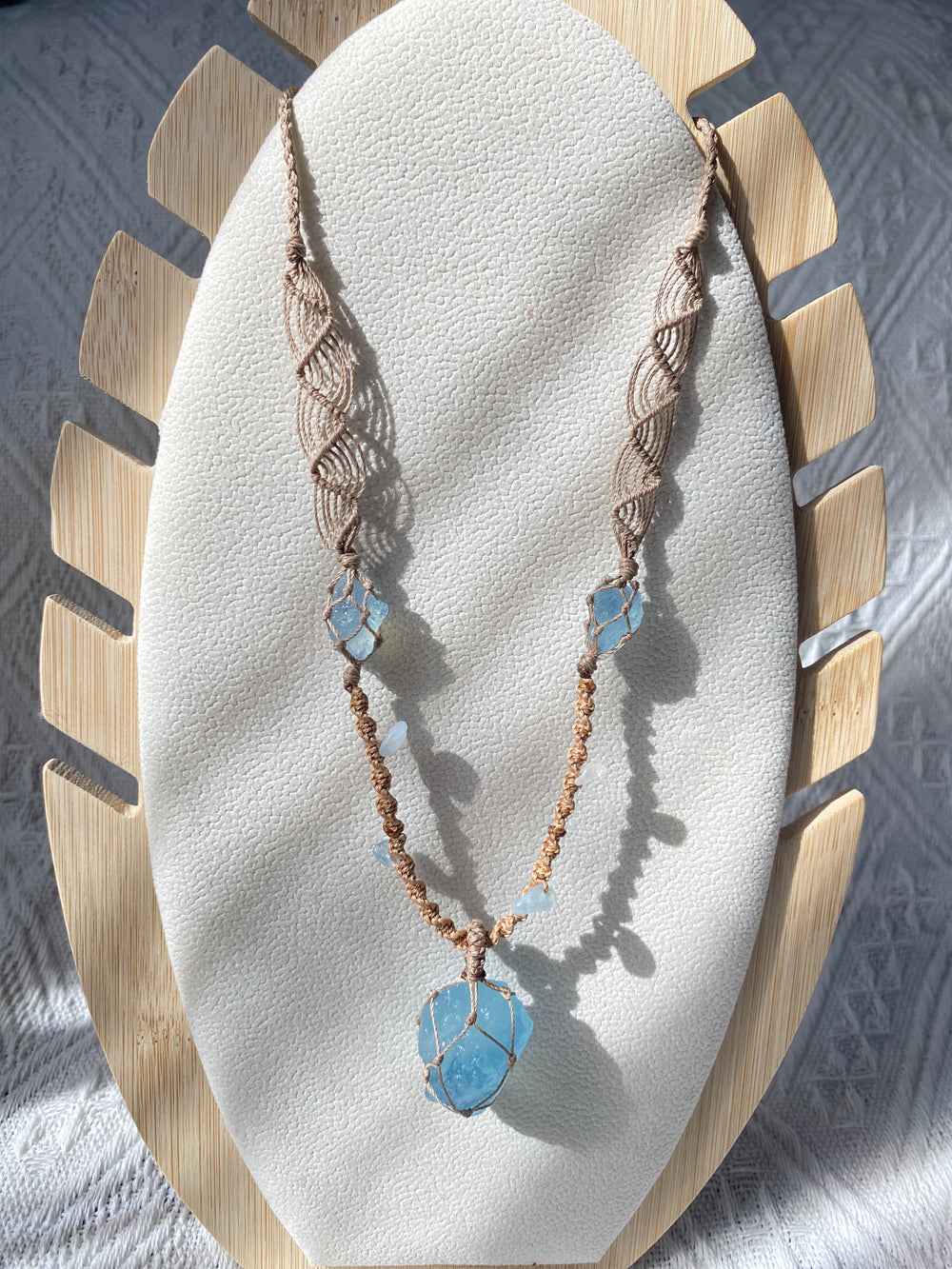 Bohemian Aquamarine Macrame Necklace