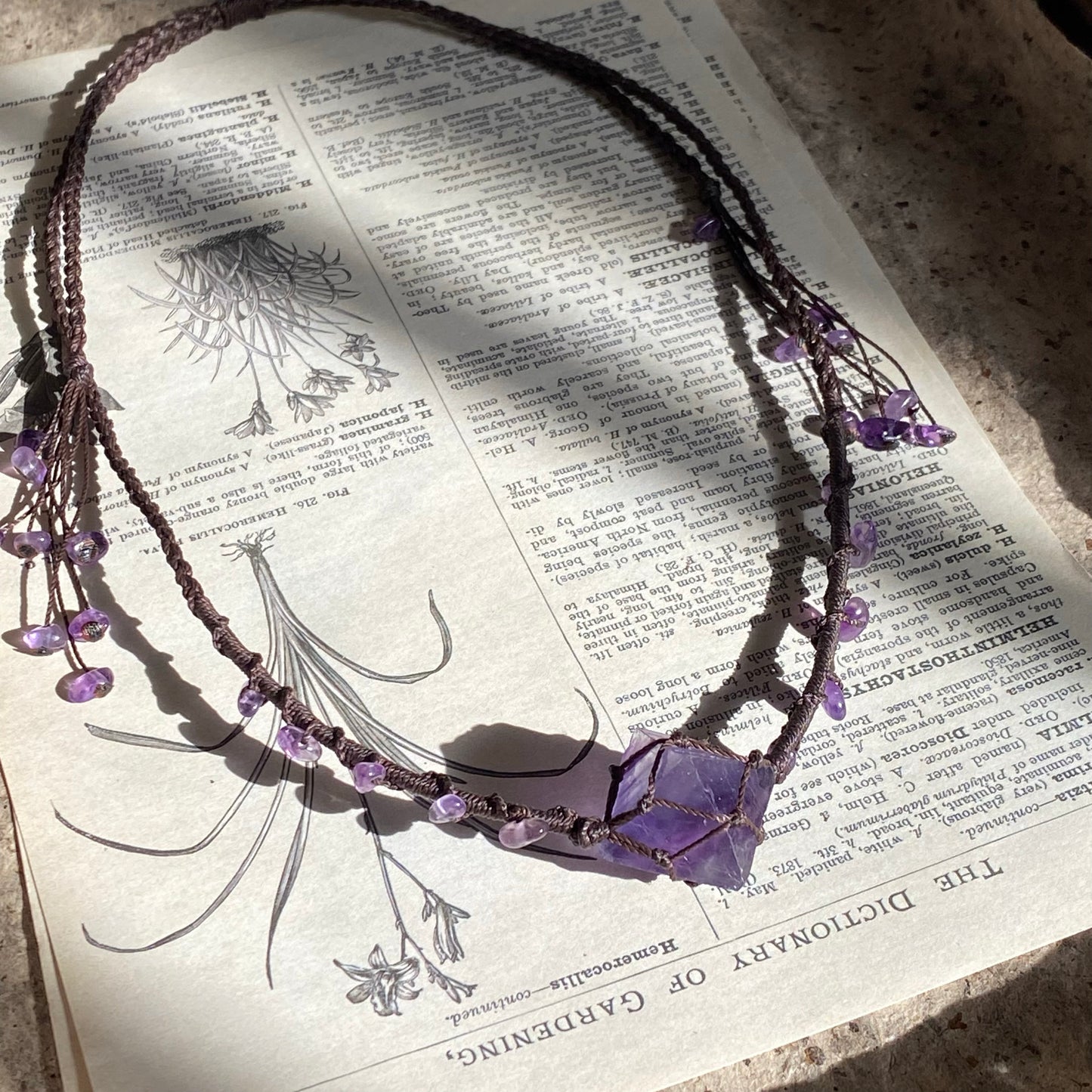 Bohemian Purple Fluorite Macrame Necklace