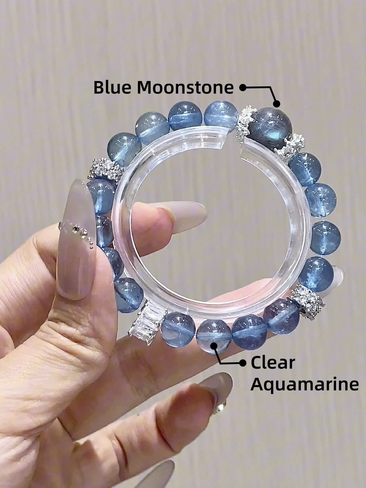 Devil Aquamarine & Moonstone Quartz Crystal Bracelet