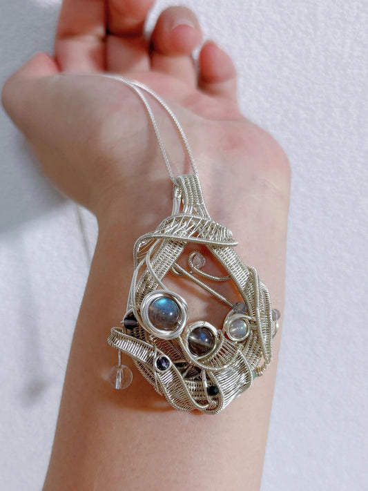 Moonlight Medal Moonstone Pendant Necklace