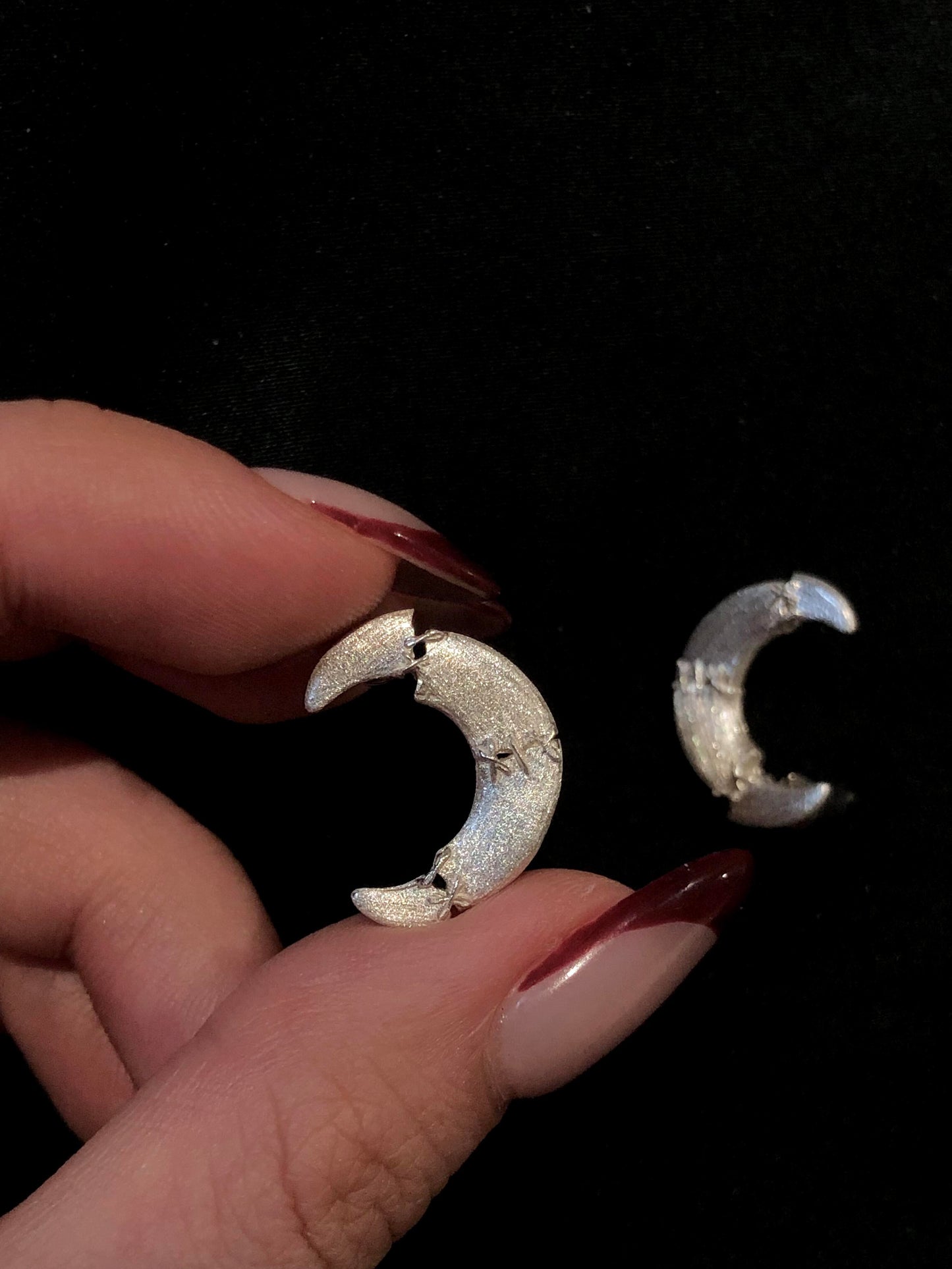 Sutures & Rebirth - Sterling Silver Moon Earrings