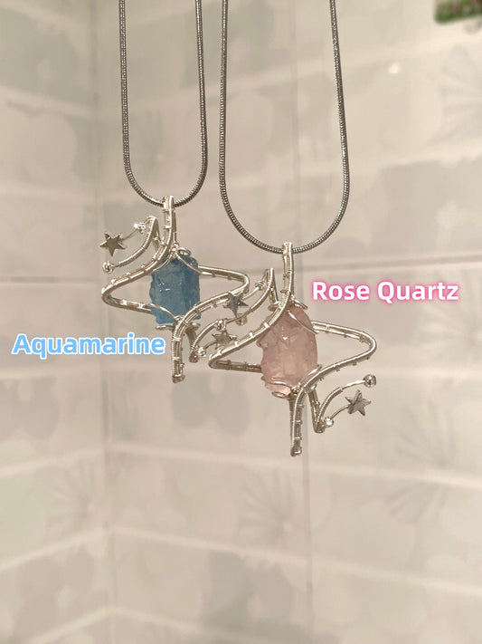 Astral Crystal Loop Pendant Necklace / Earings