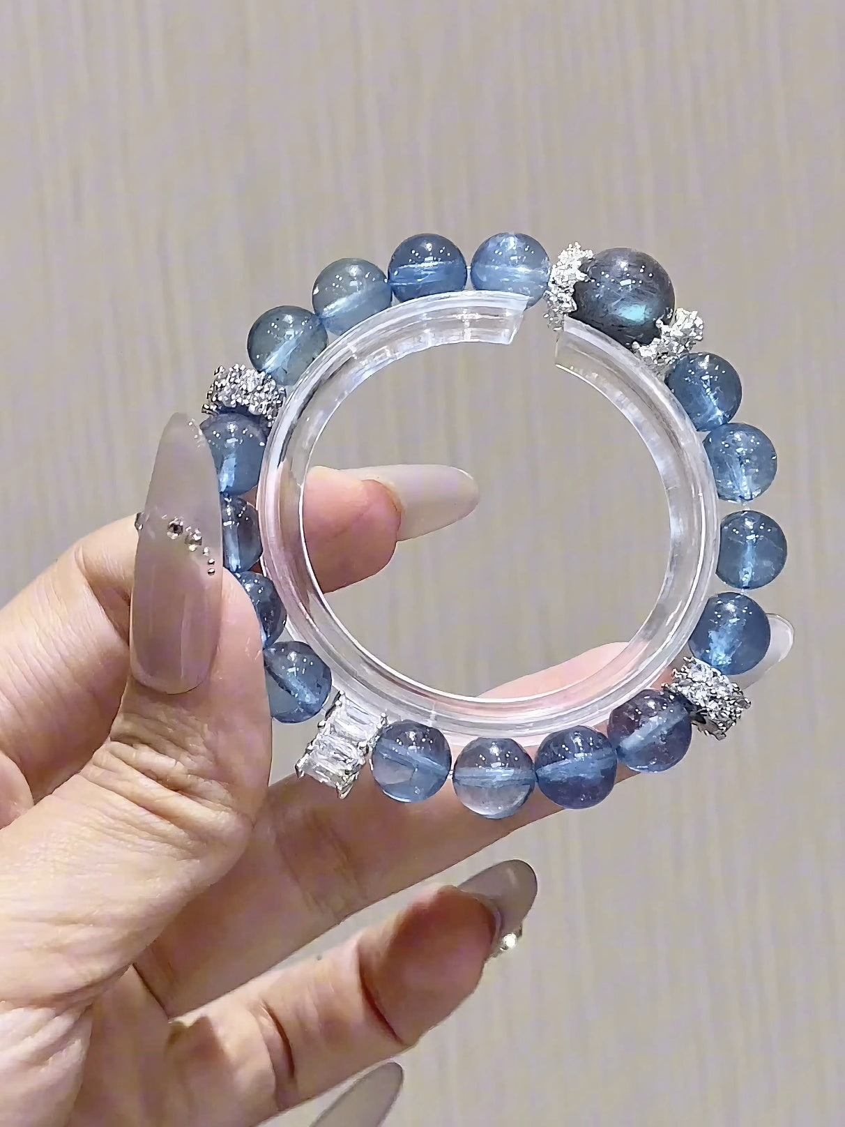 Devil Aquamarine & Moonstone Quartz Crystal Bracelet