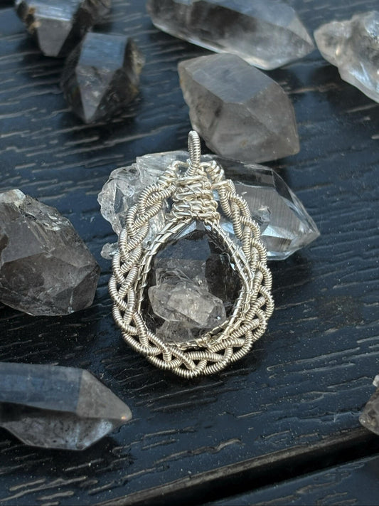 Twist Wreath Herkimer Quartz Pendent Necklace