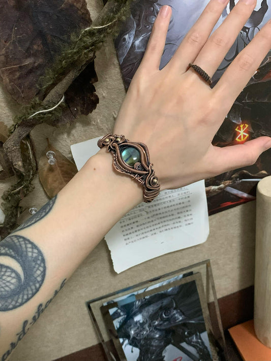 Antique Copper Wire-wrapped Bracelet