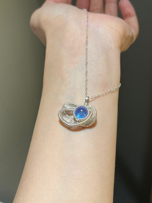 Handmade Fused Glass Ribbon Circle Necklace