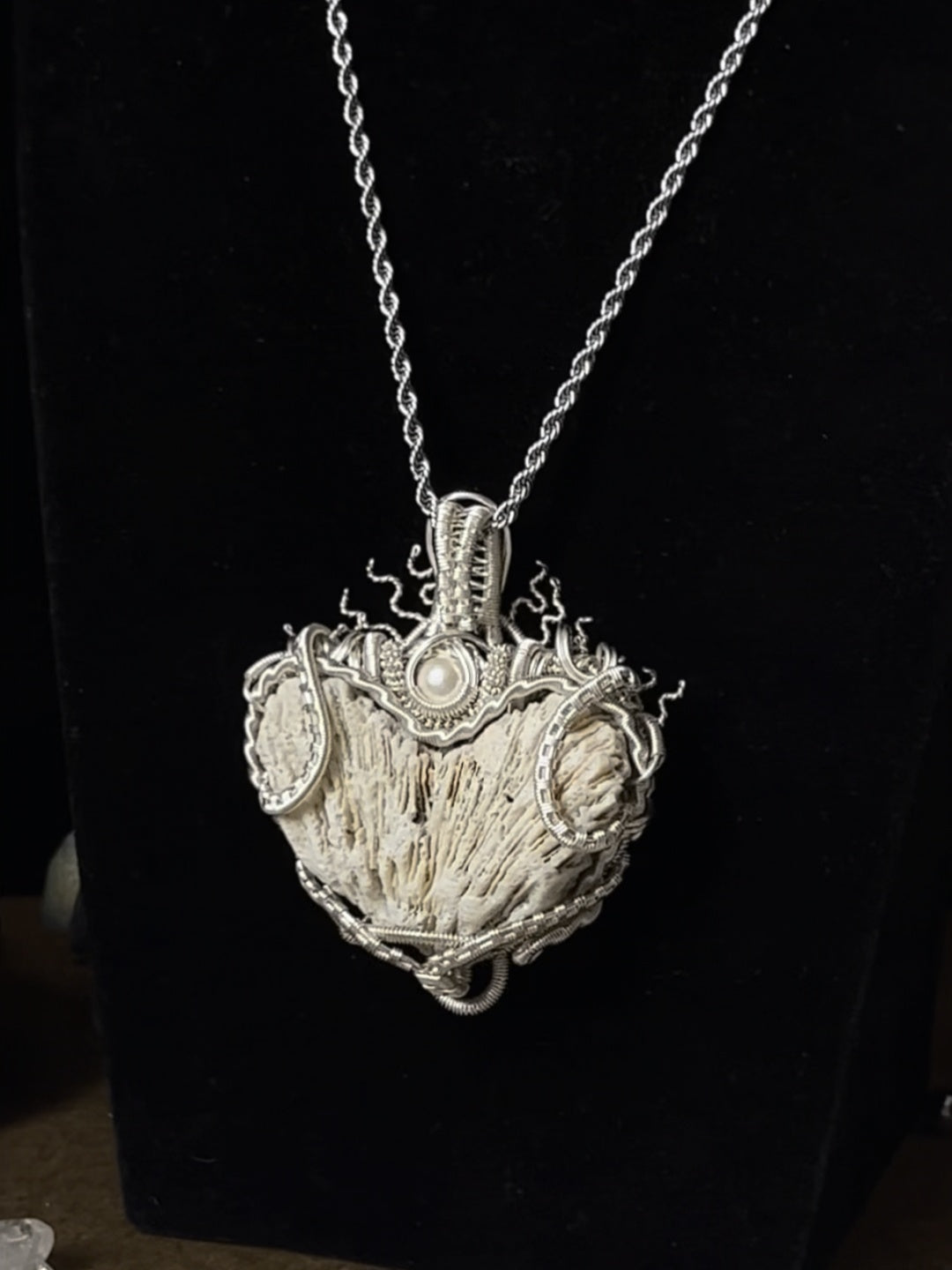 Heart of Ocean Coral Pendant Necklace