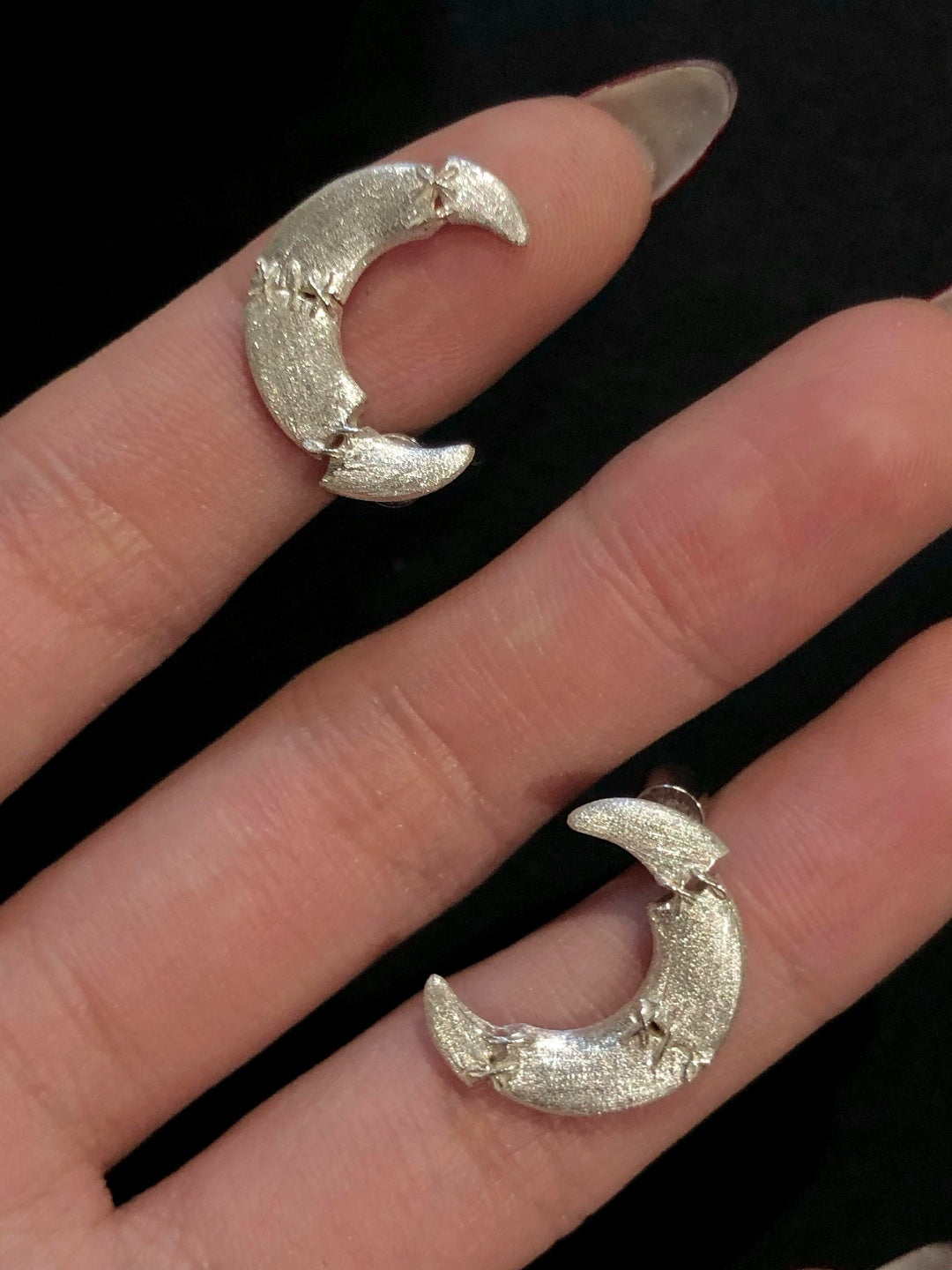 Sutures & Rebirth - Sterling Silver Moon Earrings
