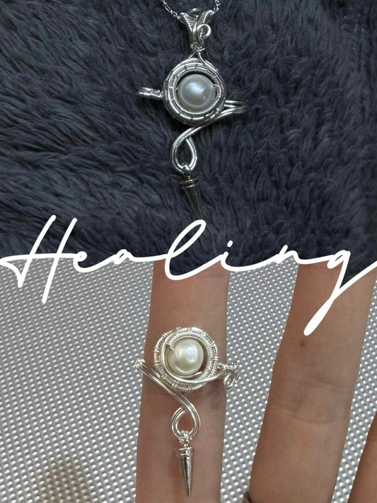 Pearl Musical Note Pendant and Ring