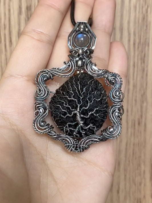 Tektite The Tree if Life Pendant Necklace