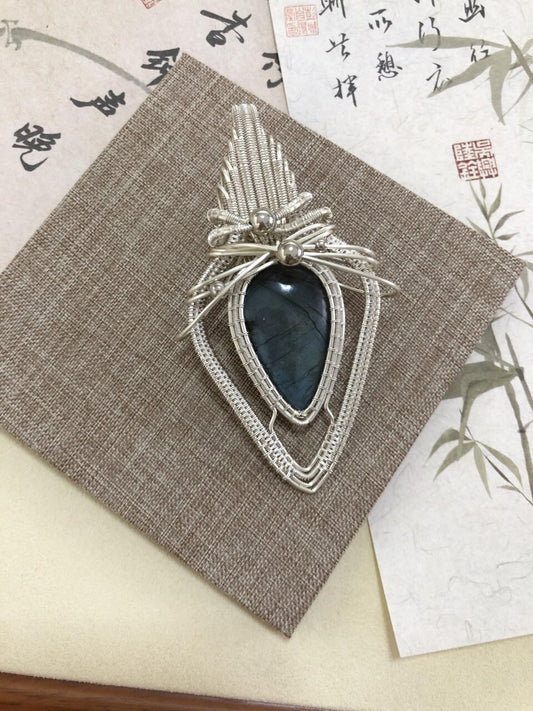Mystic Feather Labradorite Pendant / Brooch