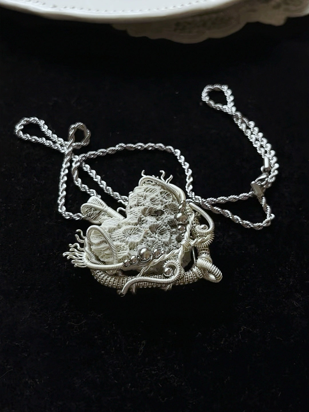 Heart of Ocean Coral Pendant Necklace