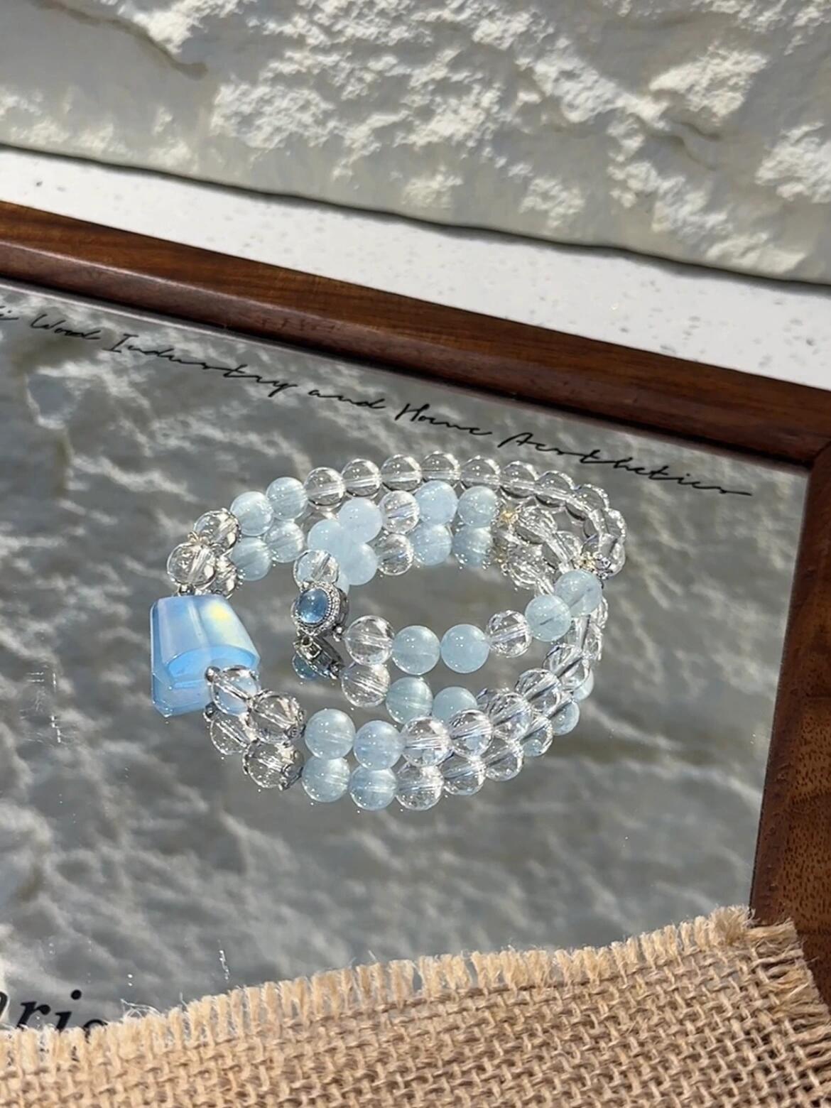 Serene & Cool Aquamarine Quartz Crystal Bracelet