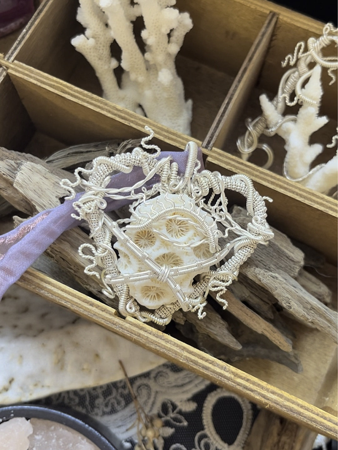 Heart of Ocean Coral Pendant Necklace