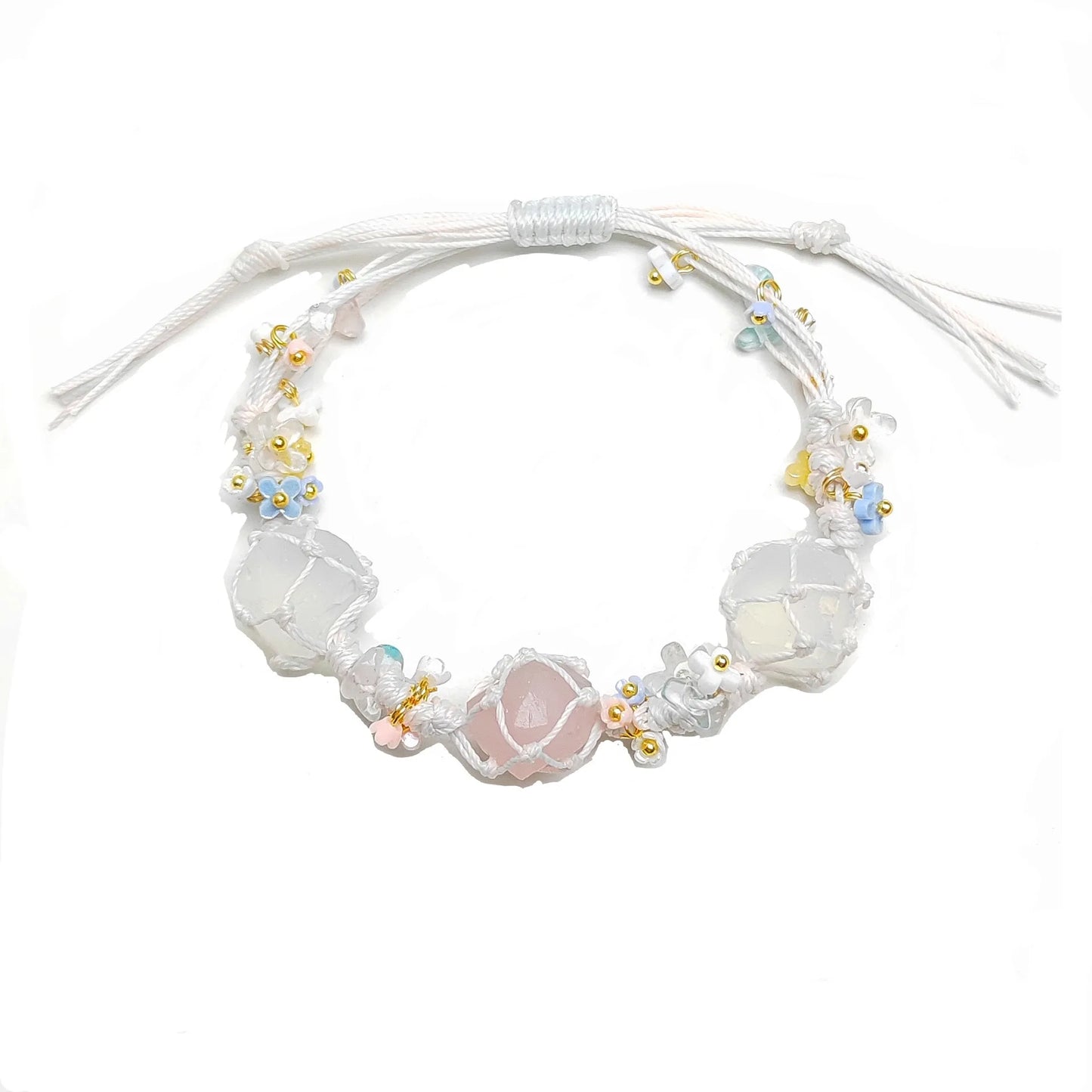 Floral Gemstone Woven Bracelet 2.0