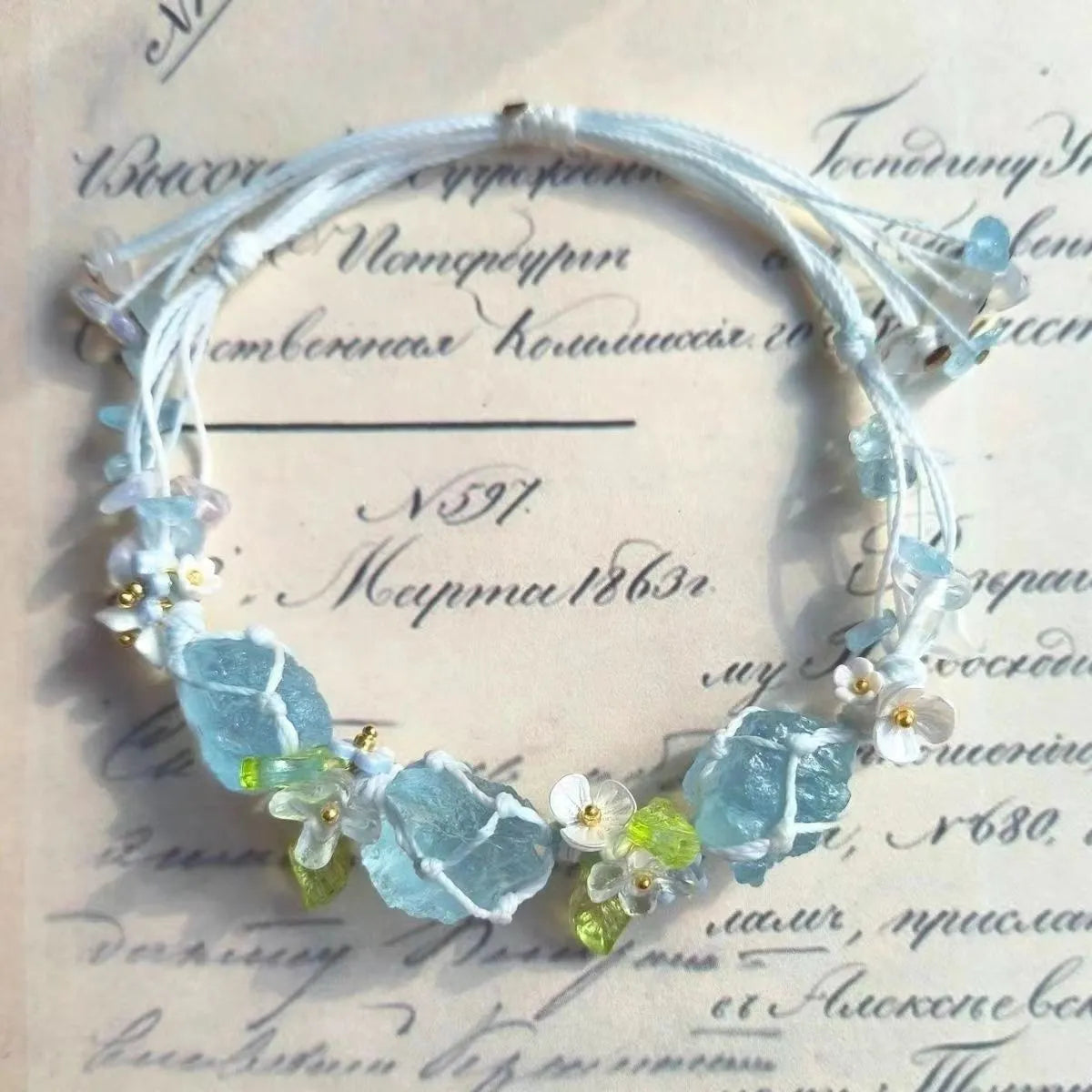 Floral Gemstone Woven Bracelet 2.0