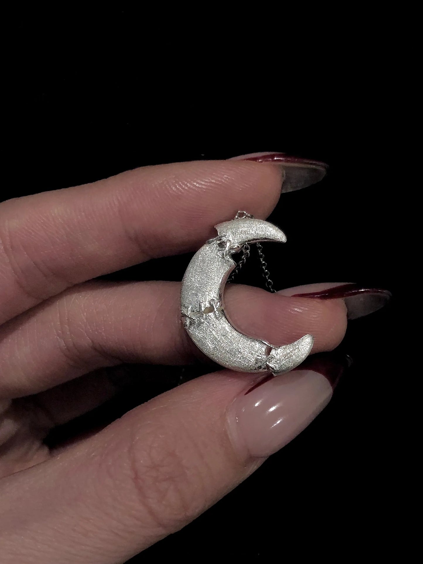 Sutures & Rebirth - Sterling Silver Moon Necklace