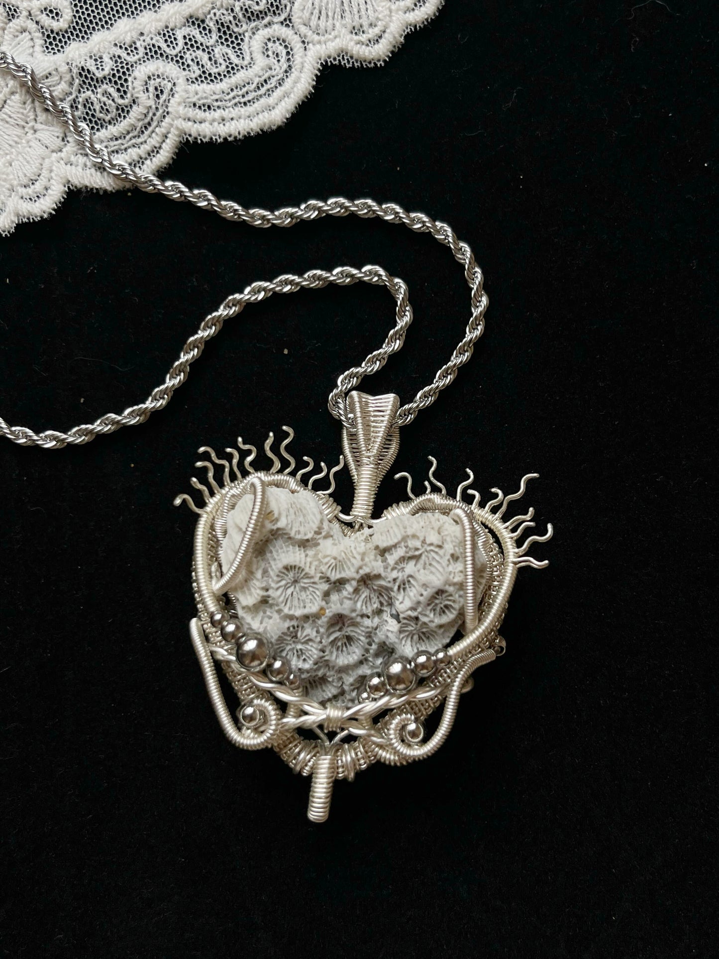 Heart of Ocean Coral Pendant Necklace