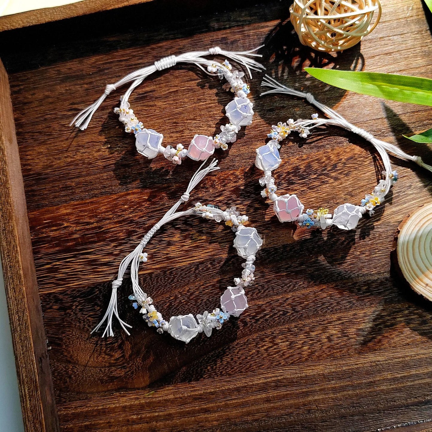 Floral Gemstone Woven Bracelet 2.0