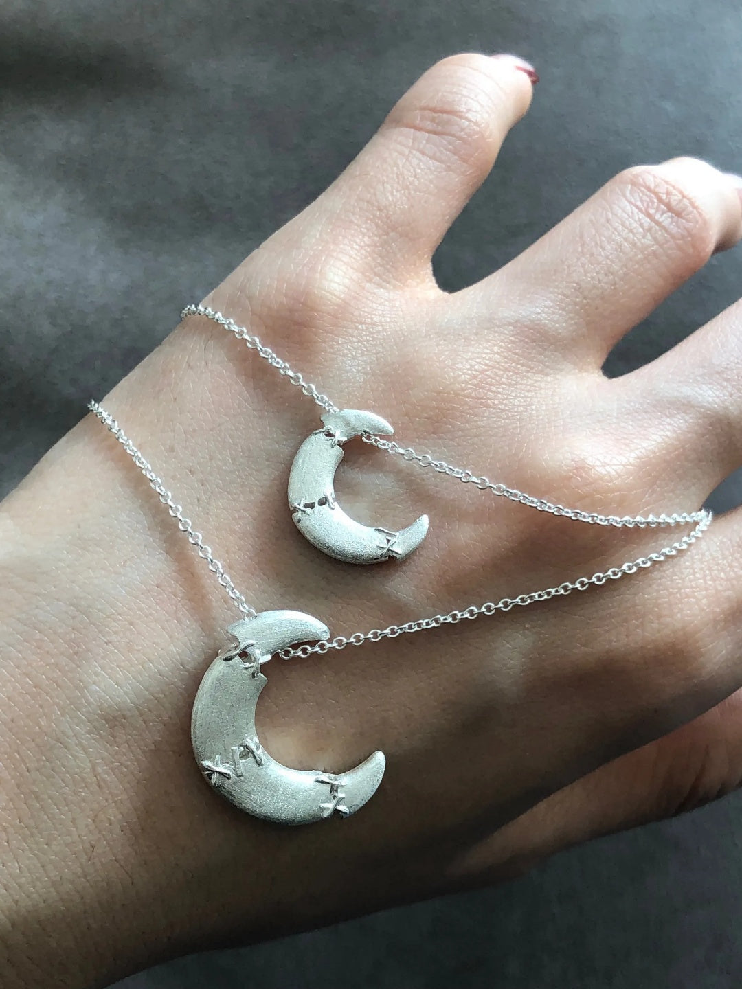 Sutures & Rebirth - Sterling Silver Moon Necklace