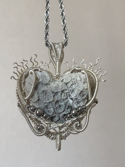 Heart of Ocean Coral Pendant Necklace