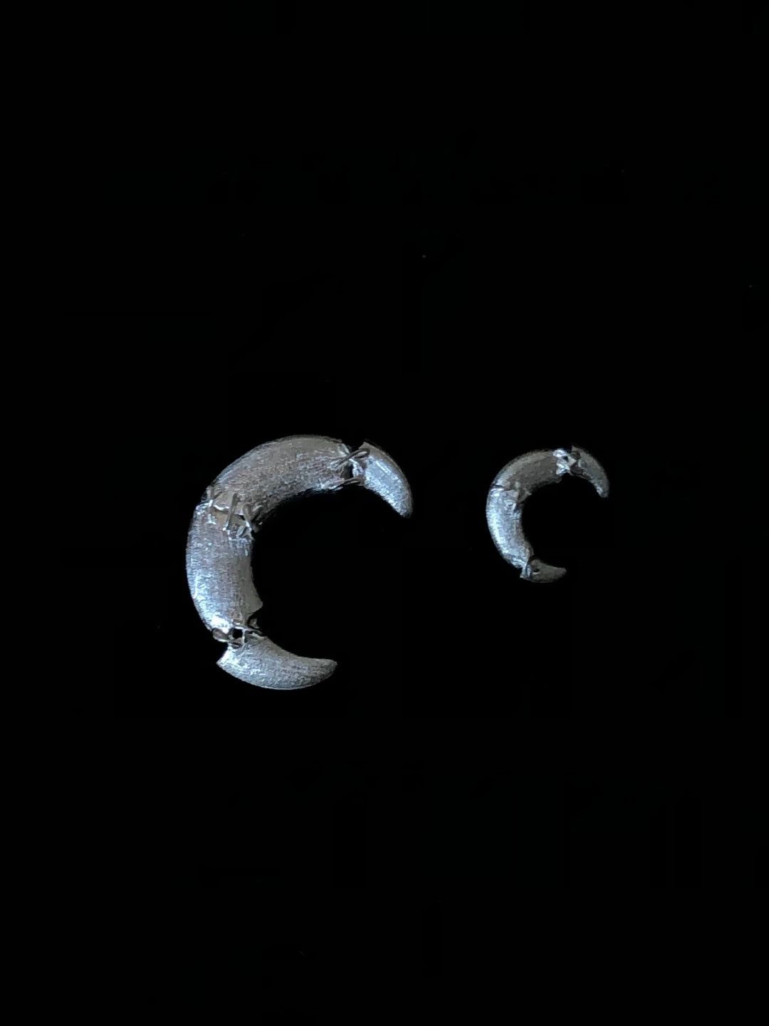 Sutures & Rebirth - Sterling Silver Moon Earrings