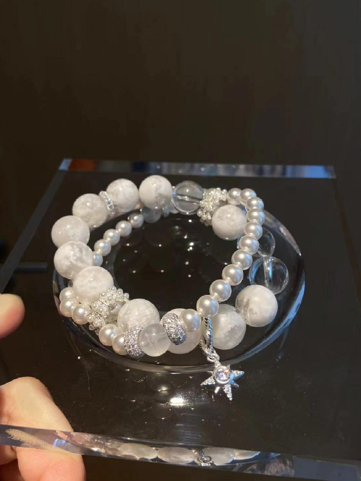 Snow White Crystal & Pearl Bracelet