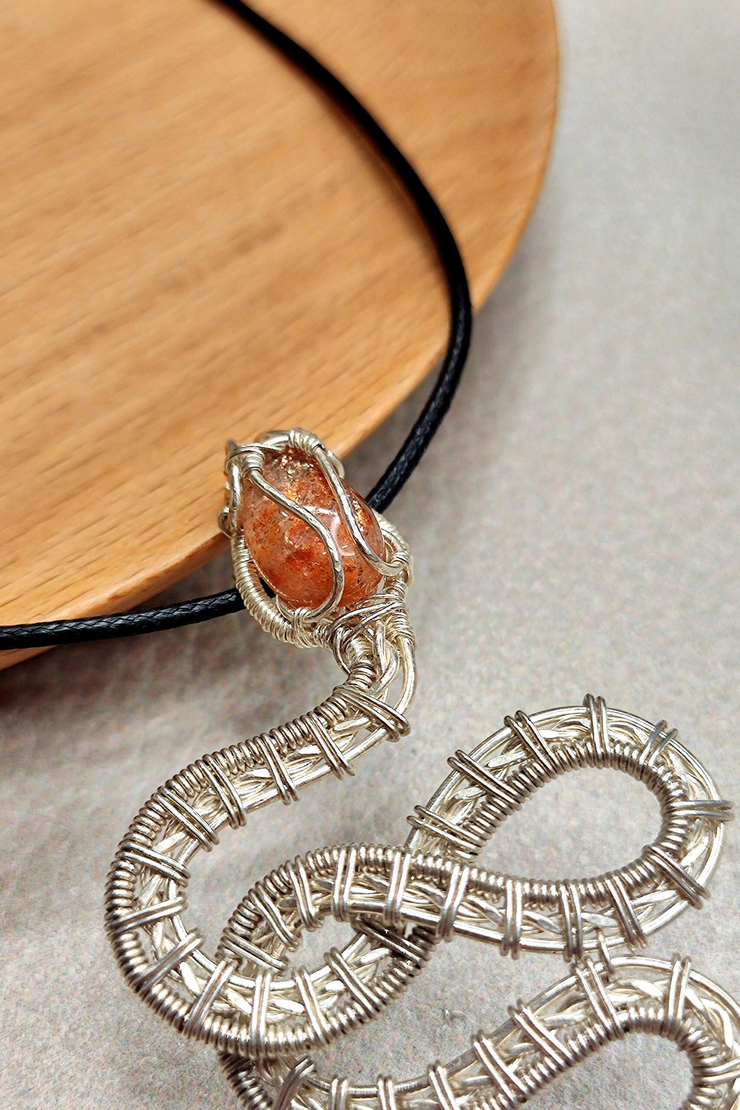Golden Sunstone Serpent Pendant Necklace
