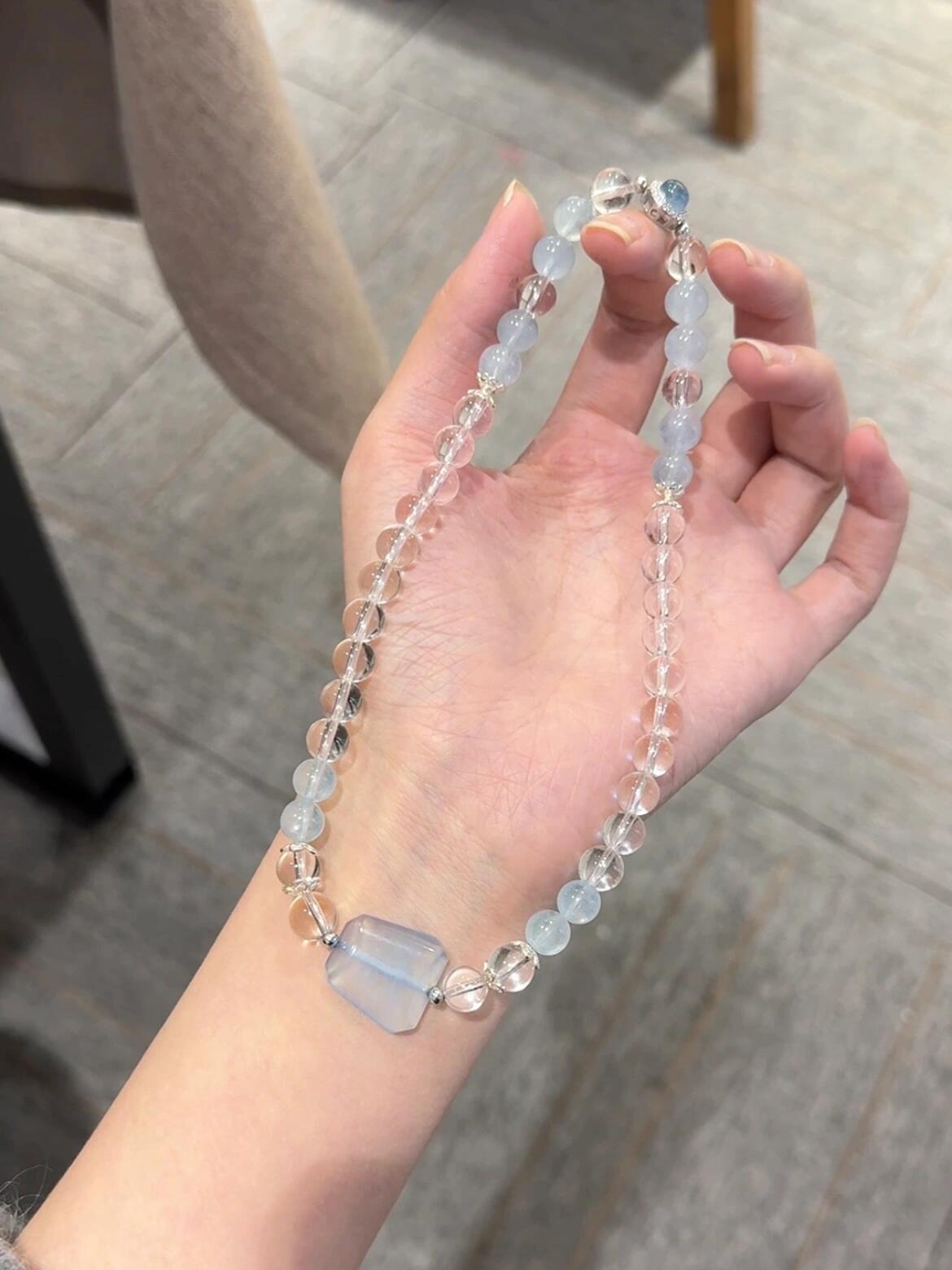 Serene & Cool Aquamarine Quartz Crystal Bracelet