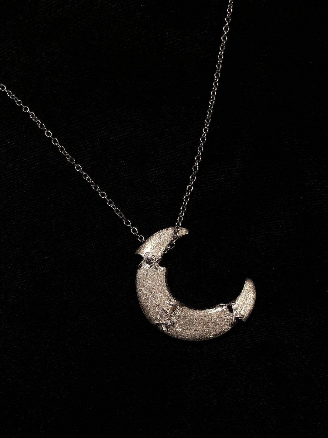 Sutures & Rebirth - Sterling Silver Moon Necklace