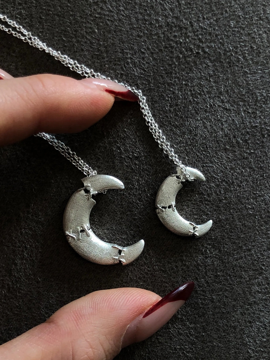 Sutures & Rebirth - Sterling Silver Moon Necklace
