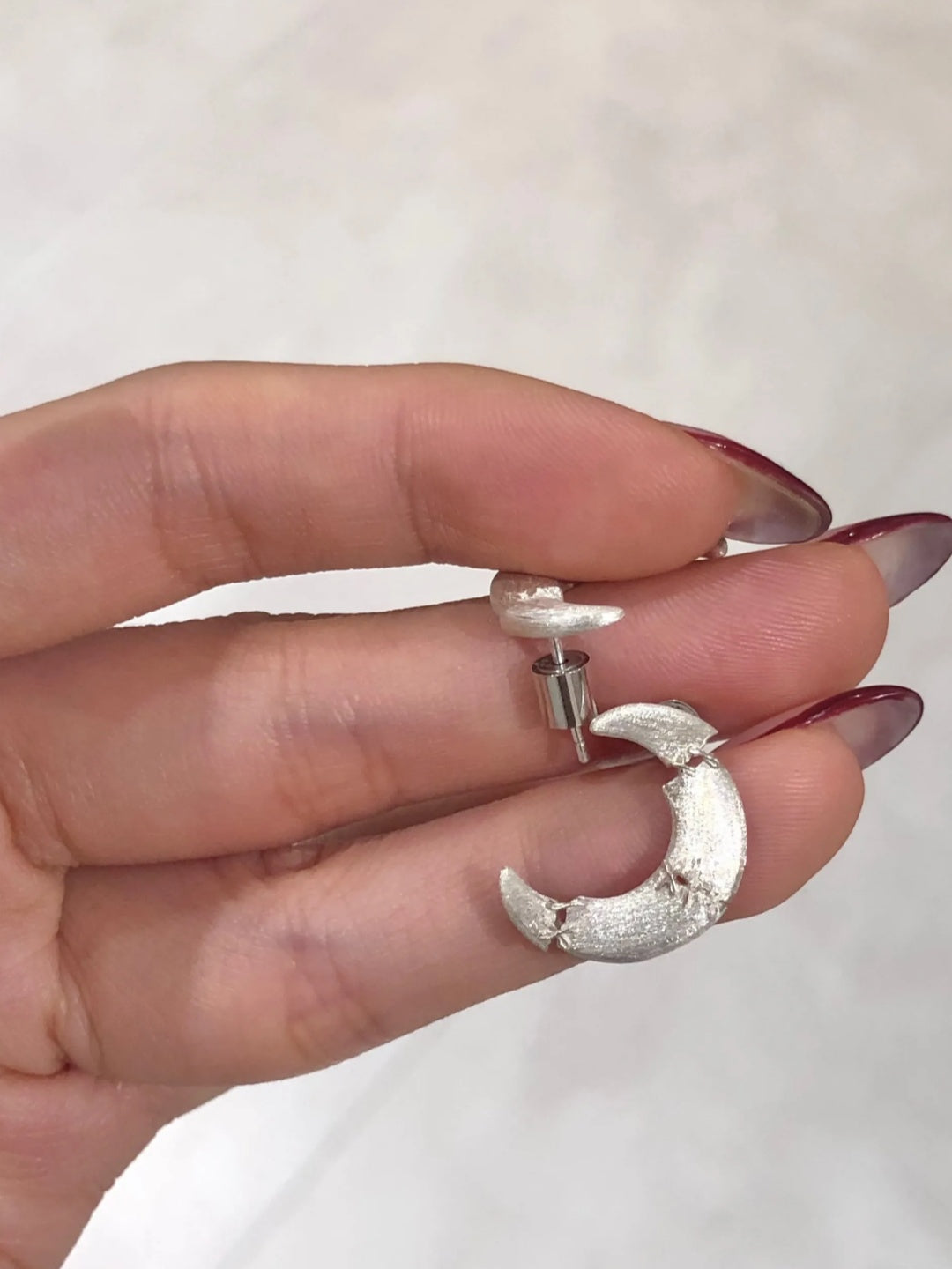 Sutures & Rebirth - Sterling Silver Moon Earrings