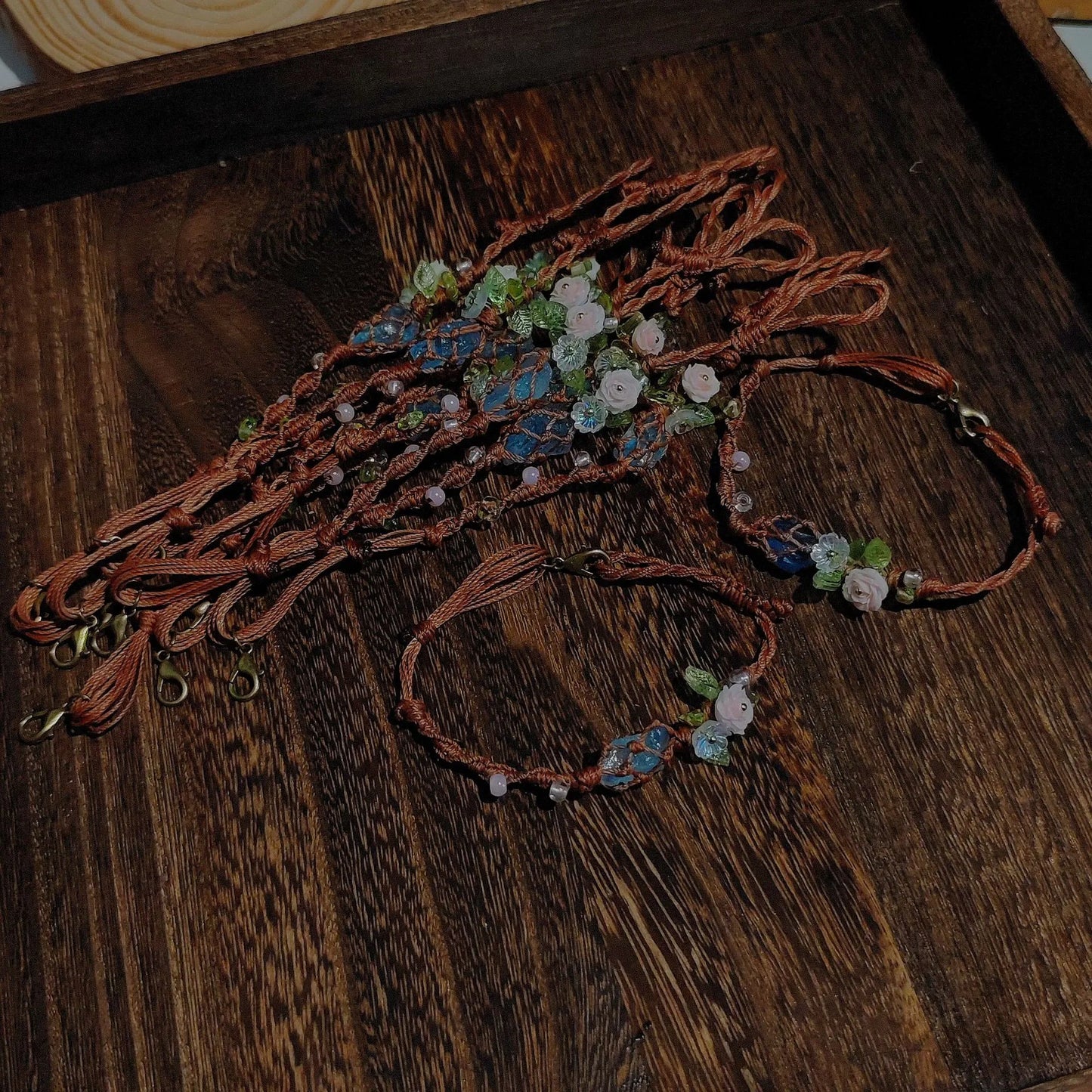Floral Gemstone Woven Bracelet 1.0