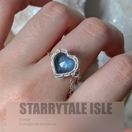 Wire-wrapped Aquamarine Heart Ring