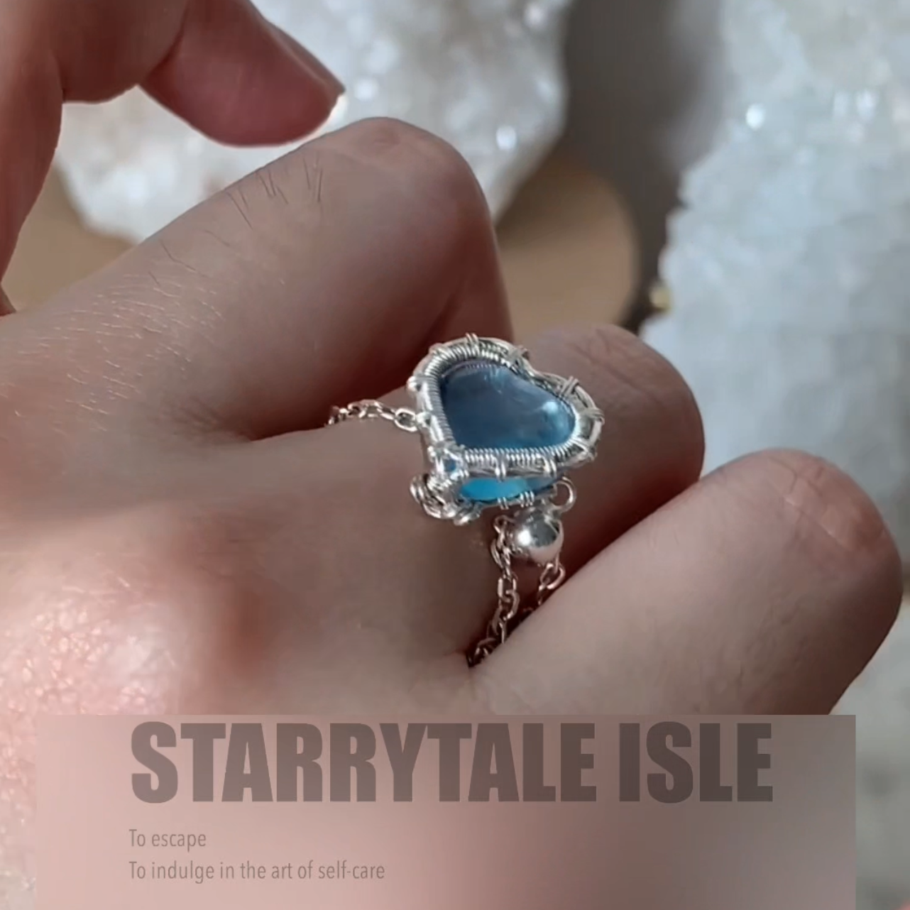 Wire-wrapped Aquamarine Heart Ring