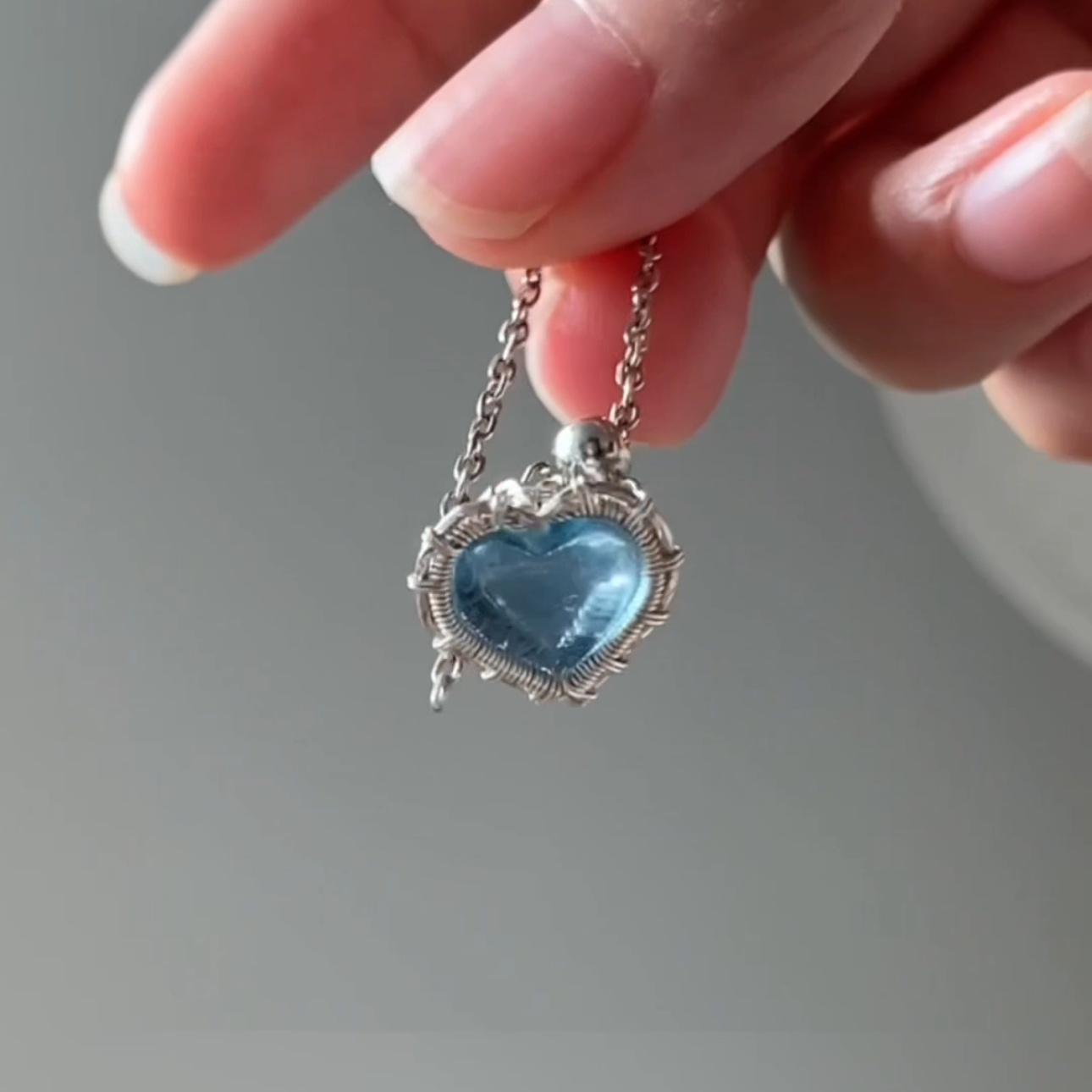 Wire-wrapped Aquamarine Heart Ring