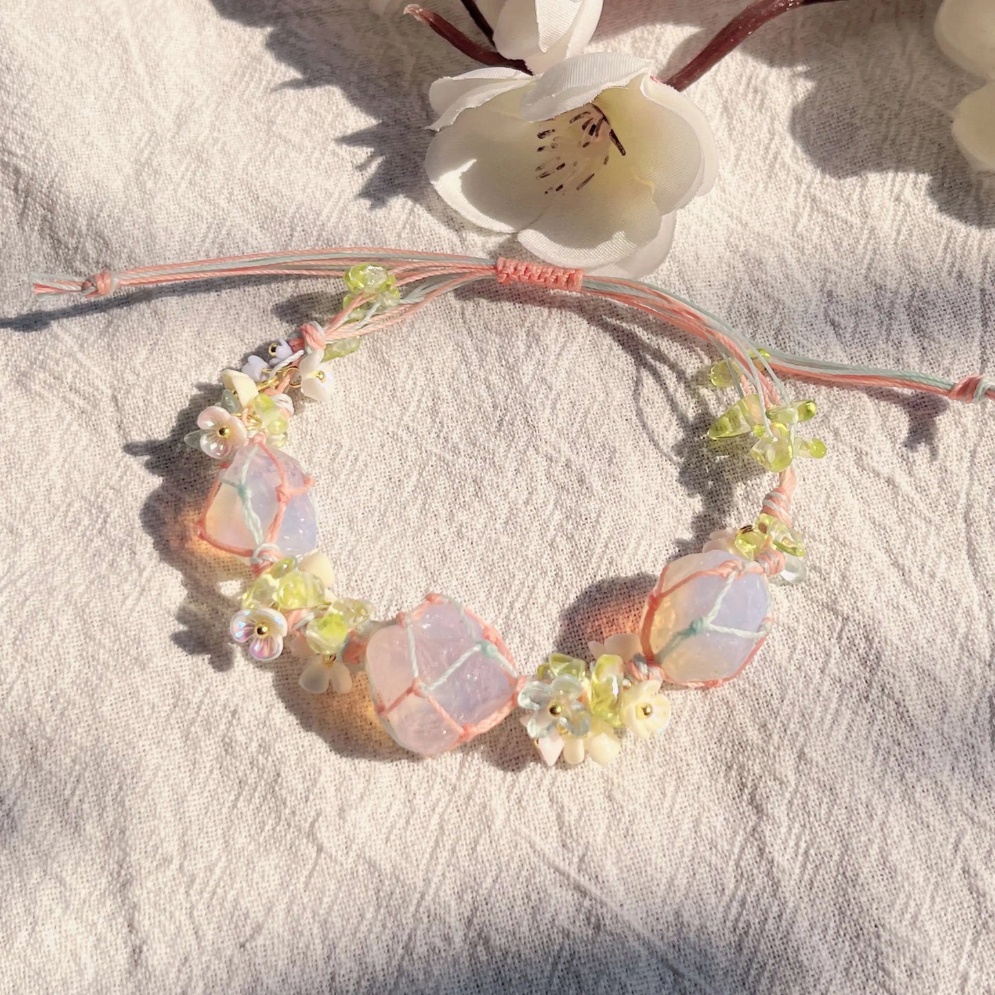 Floral Gemstone Woven Bracelet 2.0