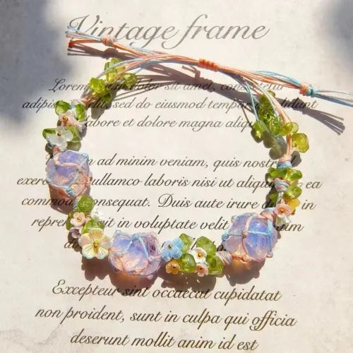 Floral Gemstone Woven Bracelet 2.0