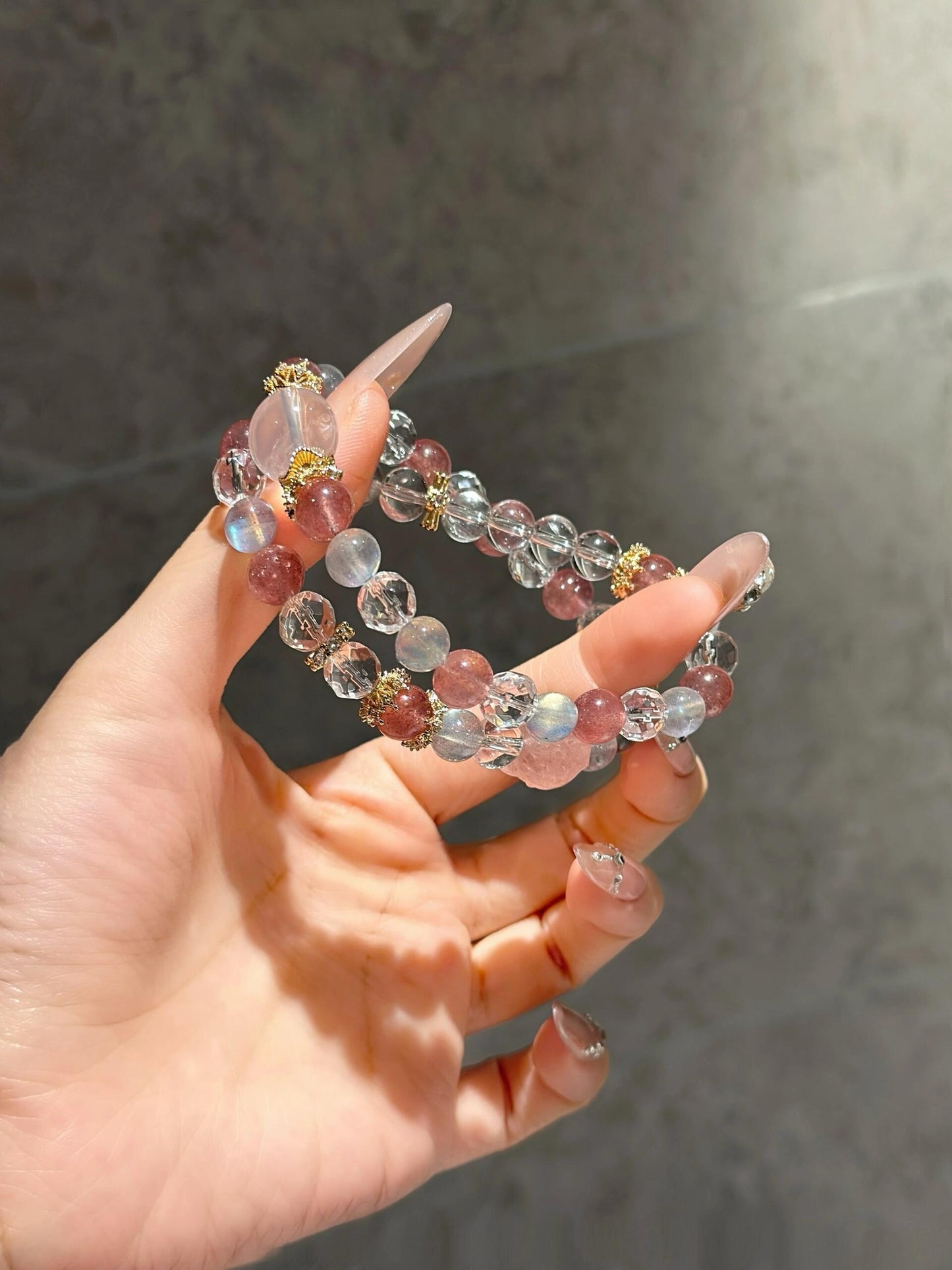 Peach Melody Quartz Crystal Bracelet