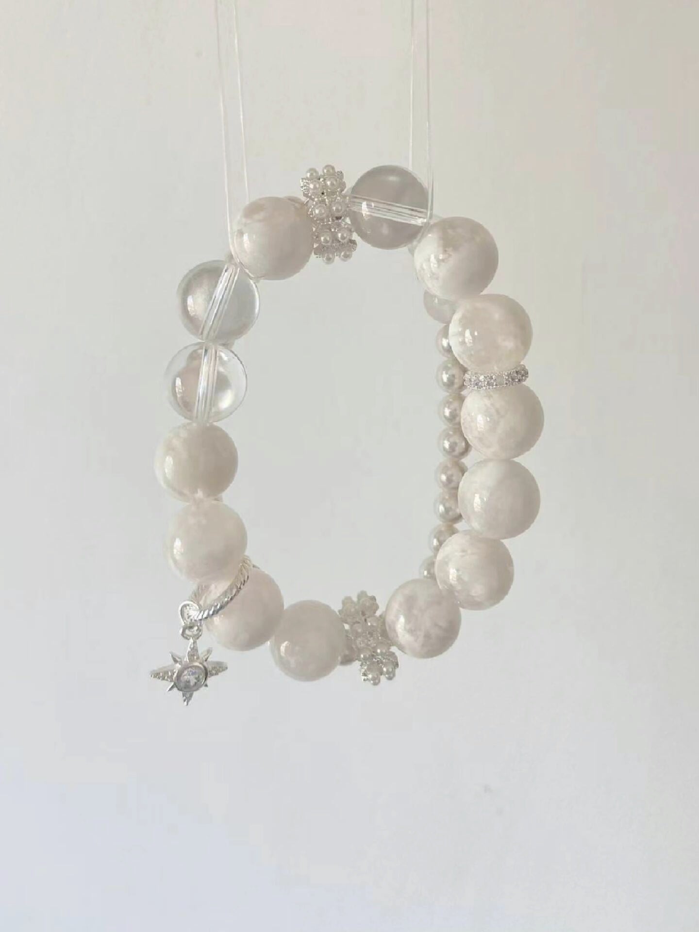 Snow White Crystal & Pearl Bracelet