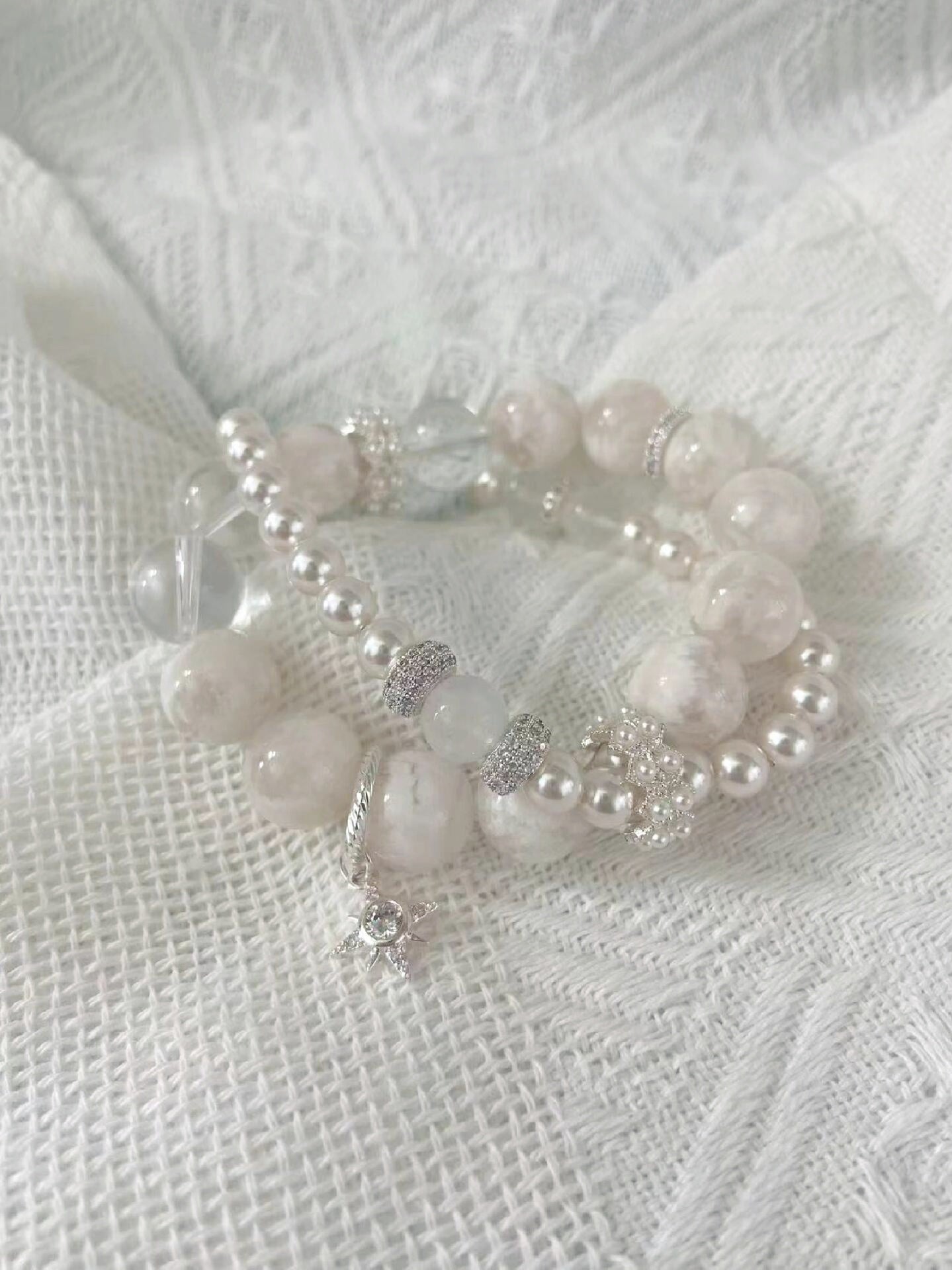 Snow White Crystal & Pearl Bracelet