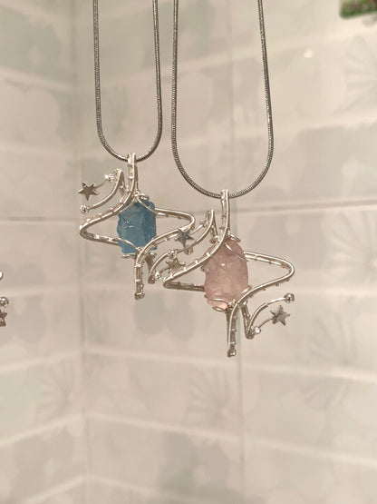 Astral Crystal Loop Pendant Necklace / Earings