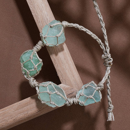 Plain Raw Gemstone Wax-cord Bracelet