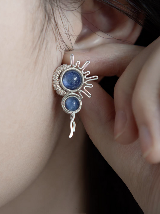 Cerulean Spiral Stud Earrings