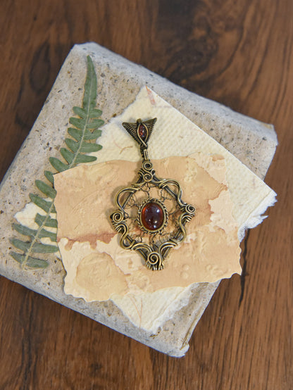 Victorian Filigree Paste Antique Pendant Necklace