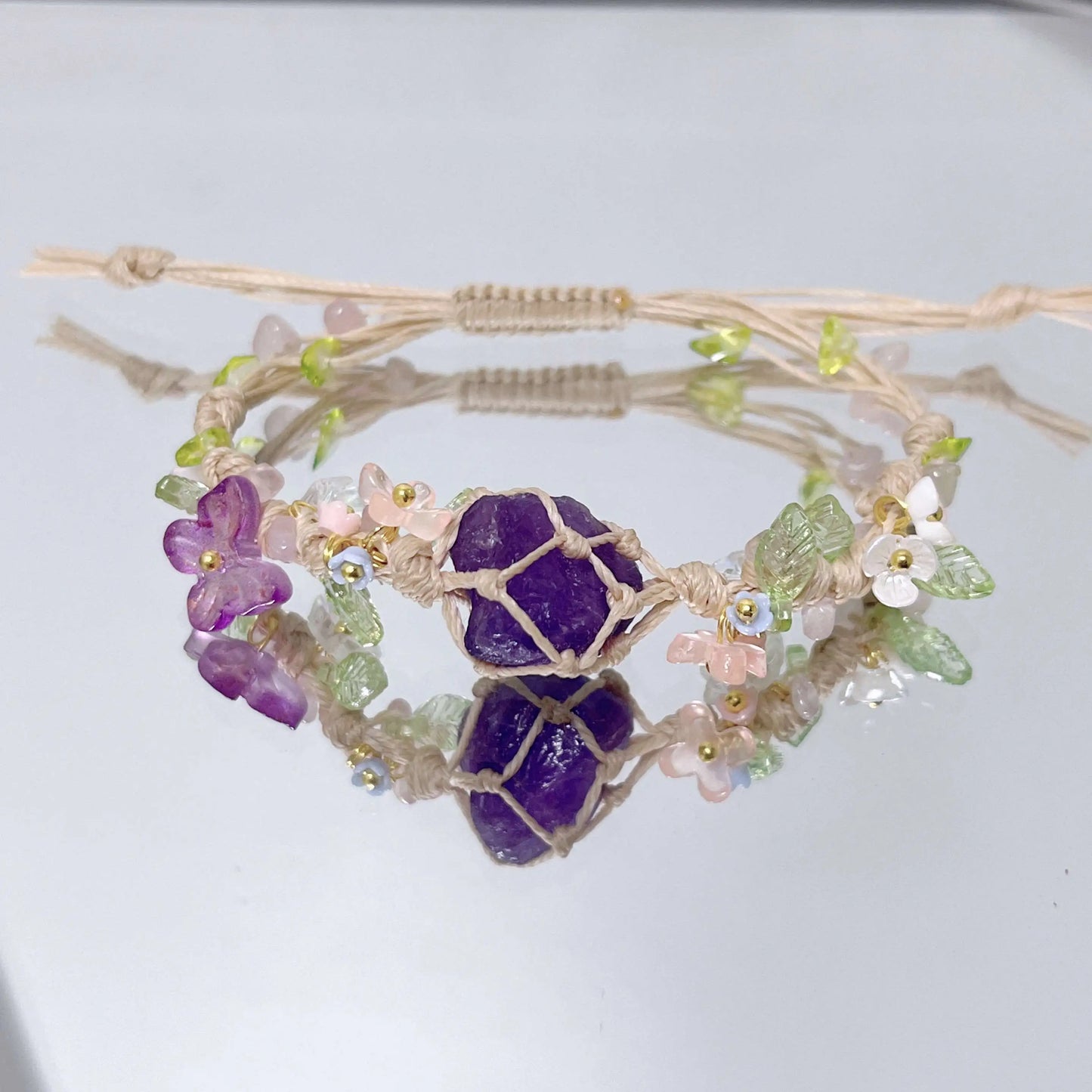 Floral Gemstone Woven Bracelet 1.0